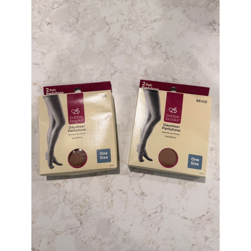 Bobbie Brooks Daysheer Pantyhose‎ Beige Reinforced Panty Preppy 2 Boxes 4 Pairs